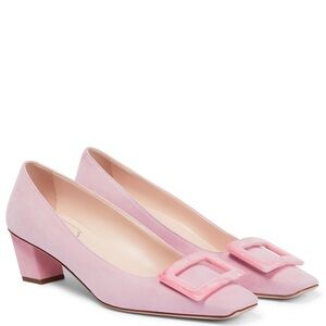 Roger Vivier Pink Square-Buckle Flats Barbiecore Timeless Classic